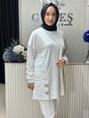 Güneş Kombin Kapitone Detaylı Tunik Beyaz