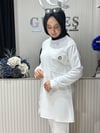 Güneş Kombin Kapitone Detaylı Tunik Beyaz