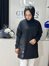 Güneş Kombin Kapitone Detaylı Tunik Siyah