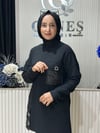 Güneş Kombin Kapitone Detaylı Tunik Siyah
