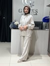 Güneş Kombin Kapüşonlu Tensel İkili Takım Taş Rengi