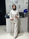 Güneş Kombin Kapüşonlu Tensel İkili Takım Taş Rengi