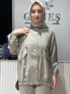 Güneş Kombin Kapüşonlu Tensel İkili Takım Haki Yeşil