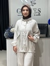 Güneş Kombin Kapüşonlu Tensel İkili Takım Taş Rengi