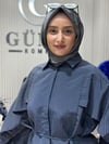 Güneş Kombin Kollar ve Arka Valonlu Beli Bağcıklı Gömlek Lacivert