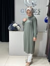 Güneş Kombin Omuz Detaylı Taşlı Uzun Tunik Yeşil