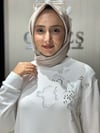 Güneş Kombin Omuz Detaylı Taşlı Uzun Tunik Beyaz