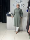 Güneş Kombin Omuz Detaylı Taşlı Uzun Tunik Yeşil