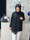 Güneş Kombin Ön Üçgen Organize Tül Detaylı Tunik Siyah