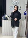Güneş Kombin Ön Üçgen Organize Tül Detaylı Tunik Siyah