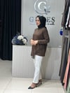 Güneş Kombin Ön Üçgen Organize Tül Detaylı Tunik Kahverengi