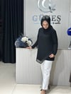 Güneş Kombin Ön Üçgen Organize Tül Detaylı Tunik Siyah