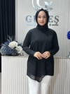 Güneş Kombin Ön Üçgen Organize Tül Detaylı Tunik Siyah