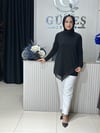 Güneş Kombin Ön Üçgen Organize Tül Detaylı Tunik Siyah