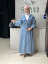 Güneş Kombin Önü 3 Broşlu Uzun Kot Kap Açık Mavi