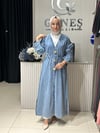 Güneş Kombin Önü 3 Broşlu Uzun Kot Kap Açık Mavi