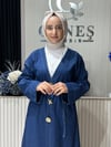 Güneş Kombin Önü 3 Broşlu Uzun Kot Kap Mavi
