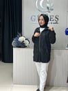 Güneş Kombin Önü Dantel Detaylı Fermuarlı Hırka Siyah