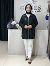 Güneş Kombin Önü Dantel Detaylı Fermuarlı Hırka Siyah