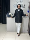 Güneş Kombin Önü Dantel Detaylı Fermuarlı Hırka Siyah