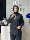 Güneş Kombin Önü Fermuarlı ve Taş İşlemeli İkili Takım Siyah