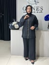 Güneş Kombin Önü Fermuarlı ve Taş İşlemeli İkili Takım Siyah