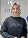 Güneş Kombin Önü ve Kolları Taşlı Uzun Tunik Siyah