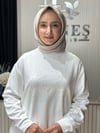 Güneş Kombin Önü ve Kolları Taşlı Uzun Tunik Beyaz