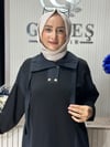 Güneş Kombin Paraşüt Kumaş Detaylı İkili Takım Siyah