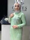 Güneş Kombin Tasarım Çiçek Taş Baskı Tunik Yeşil