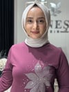 Güneş Kombin Tasarım Çiçek Taş Baskı Tunik Mürdüm