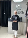 Güneş Kombin Tasarım Güneş Taş Baskı Tunik Siyah