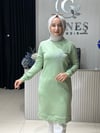 Güneş Kombin Tasarım Güneş Taş Baskı Tunik Yeşil