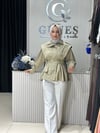 Güneş Kombin Tasarım Kısa Trenç modeli Yeşil