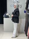 Güneş Kombin Tasarım Kısa Trenç modeli Siyah
