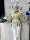 Güneş Kombin Tasarım Kısa Trenç modeli Yeşil
