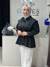 Güneş Kombin Tasarım Kısa Trenç modeli Siyah
