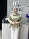 Güneş Kombin Tasarım Kısa Trenç modeli Yeşil