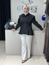 Güneş Kombin Tasarım Kısa Trenç modeli Siyah