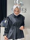 Güneş Kombin Tasarım Kısa Trenç modeli Siyah