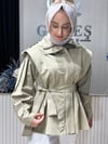 Güneş Kombin Tasarım Kısa Trenç modeli Yeşil