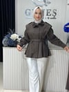 Güneş Kombin Tasarım Kısa Trenç modeli Kahverengi