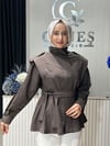 Güneş Kombin Tasarım Kısa Trenç modeli Kahverengi