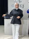 Güneş Kombin Tasarım Kısa Trenç modeli Siyah