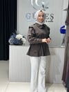 Güneş Kombin Tasarım Kısa Trenç modeli Kahverengi
