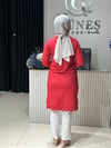 Güneş Kombin Tasarım Palmiye Taş Baskı Tunik Kırmızı