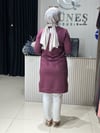 Güneş Kombin Tasarım Palmiye Taş Baskı Tunik Mürdüm