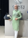 Güneş Kombin Tasarım Palmiye Taş Baskı Tunik Yeşil