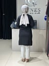 Güneş Kombin Tasarım Palmiye Taş Baskı Tunik Siyah