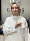 Güneş Kombin Yaka Detaylı İkili Takım Beyaz
